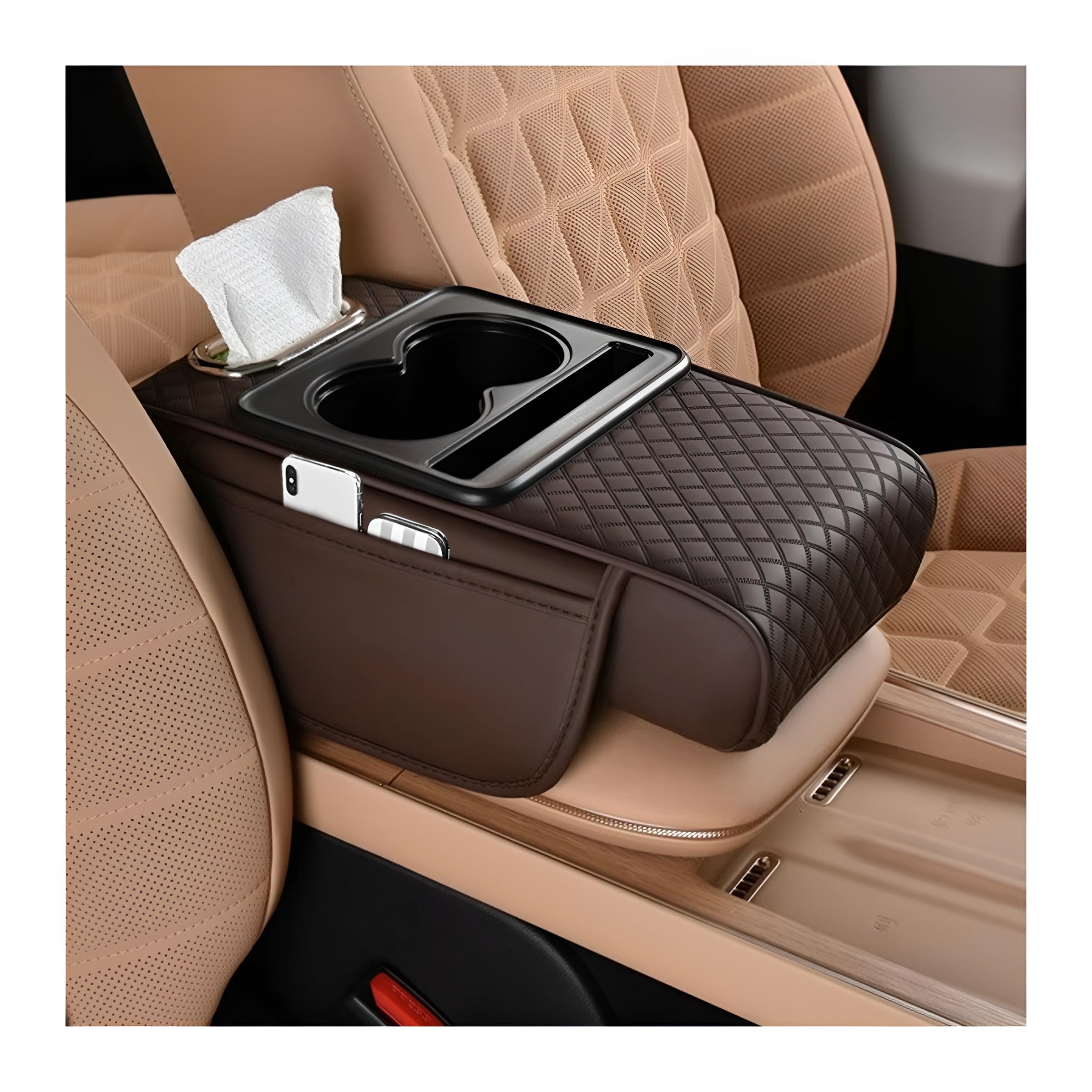Zpana 4-in-1 Memory Foam Car Armrest Pillow & Organizer