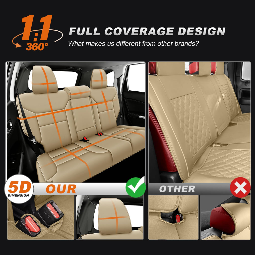 AOMSAZTO Custom Seat Covers for Honda CRV 2023 2024 Faux Leather Car Seat Cover Full Set Faux Leather Waterproof (5 Seats,Black)