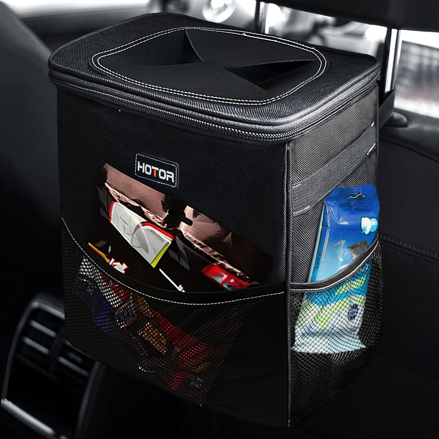 HOTOR Compact Waterproof Leak-Proof Car Trash Can