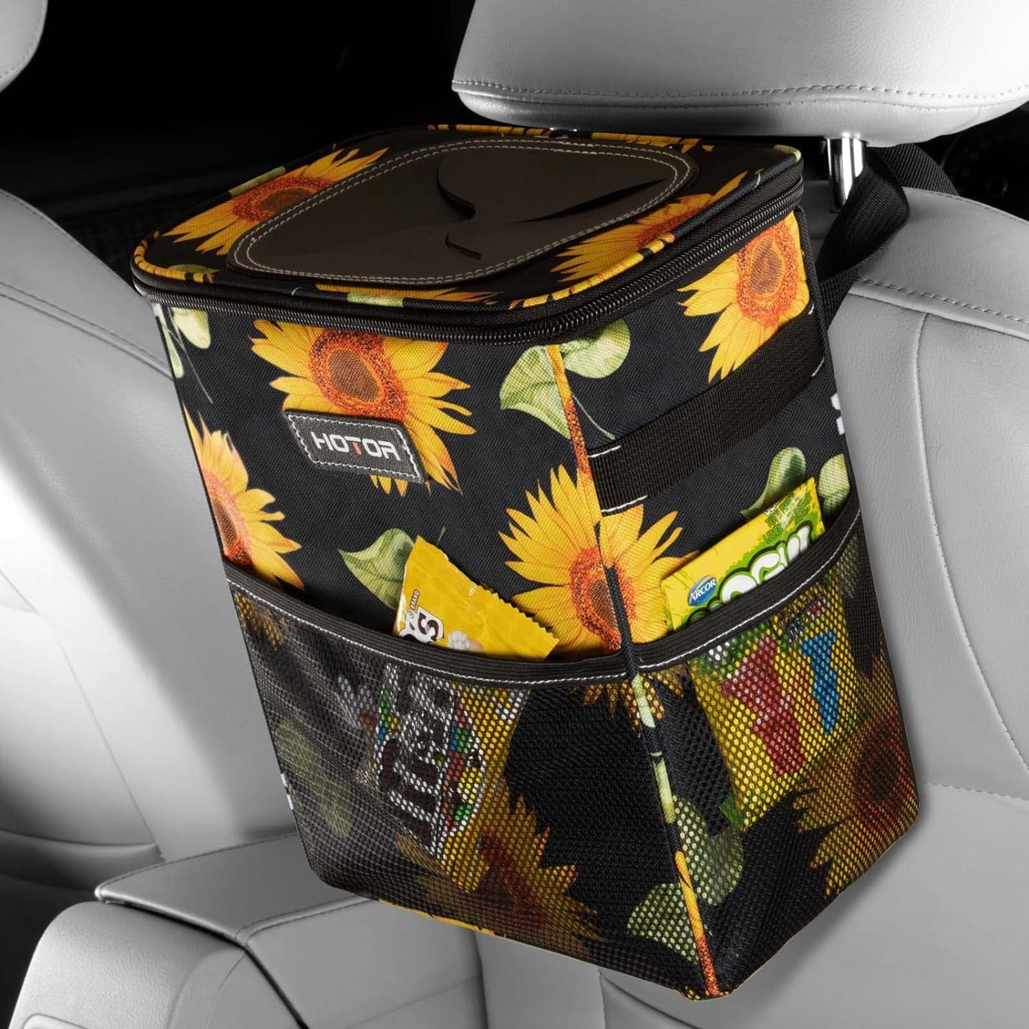HOTOR Compact Waterproof Leak-Proof Car Trash Can