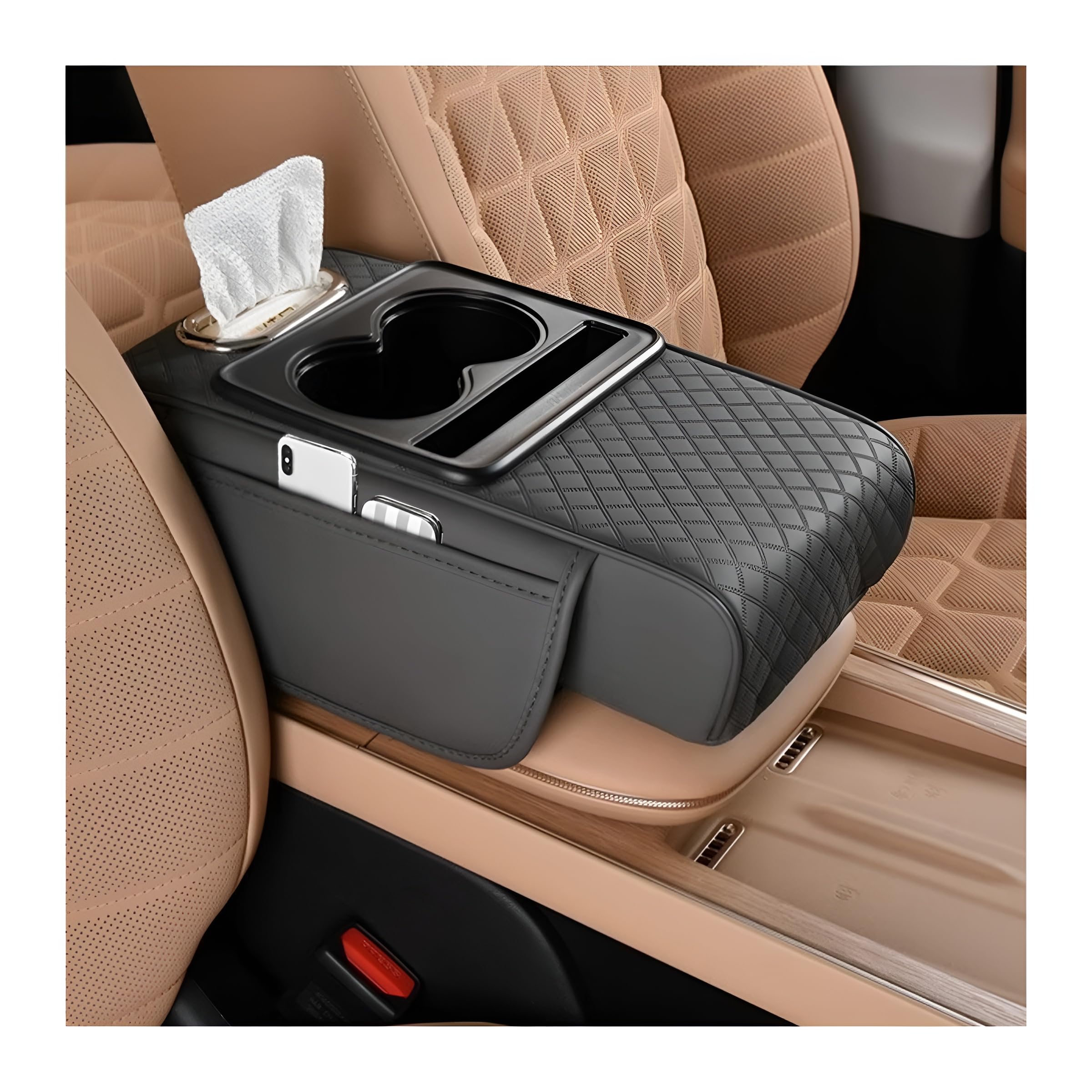 Zpana 4-in-1 Memory Foam Car Armrest Pillow & Organizer