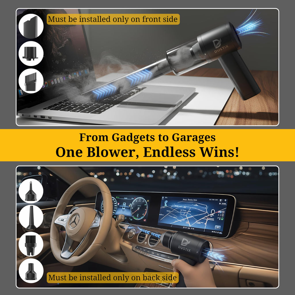 Cordless Handheld Car Vacuum & Multi-Function Air Blower