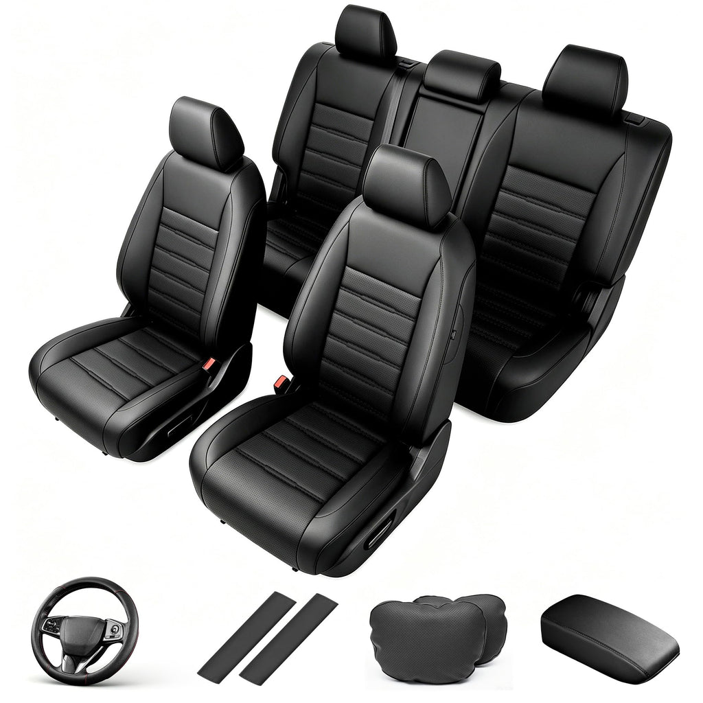 AOMSAZTO Custom Seat Covers for Honda CRV 2023 2024 Faux Leather Car Seat Cover Full Set Faux Leather Waterproof (5 Seats,Black)