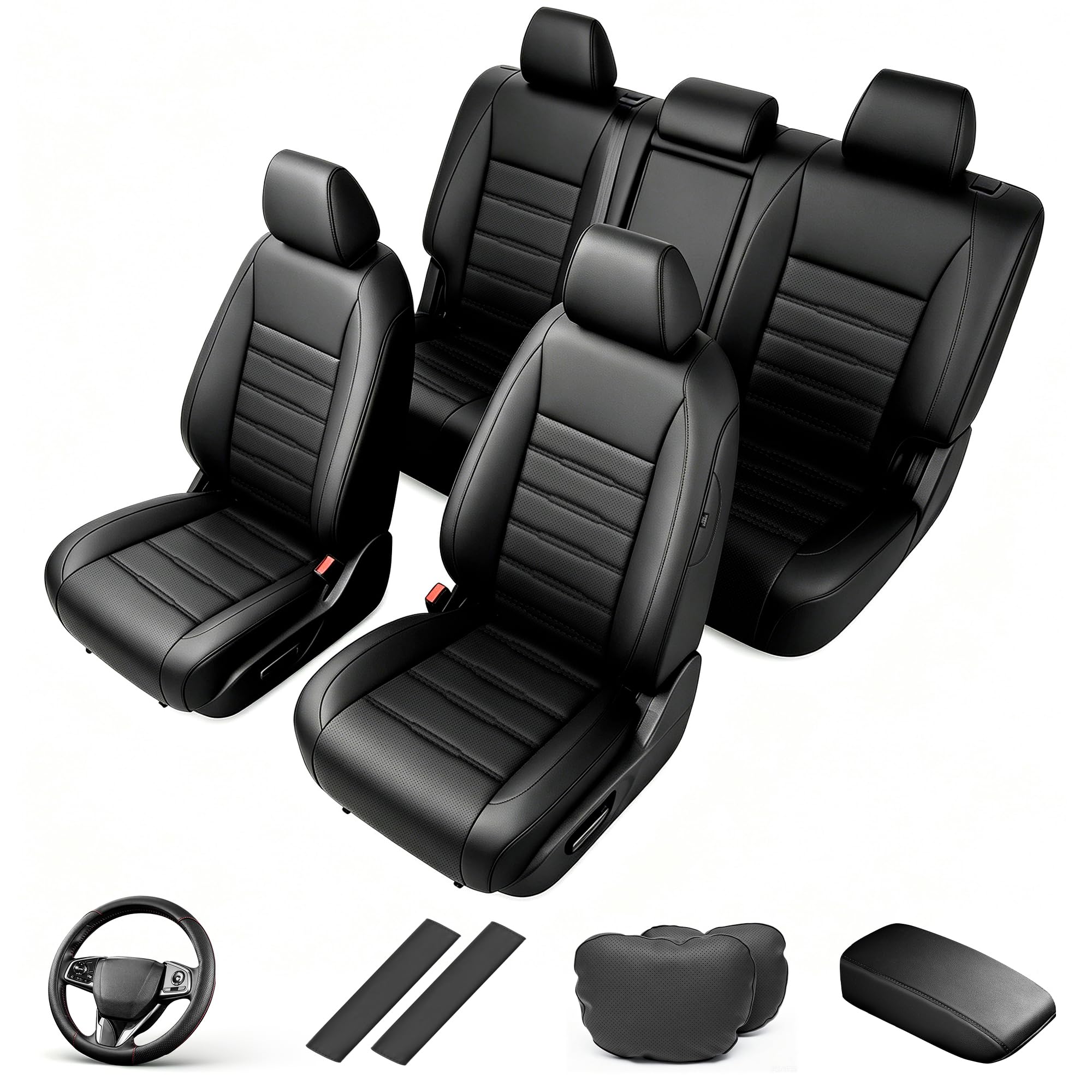 AOMSAZTO Custom Seat Covers for Honda CRV 2023 2024 Faux Leather Car Seat Cover Full Set Faux Leather Waterproof (5 Seats,Black)