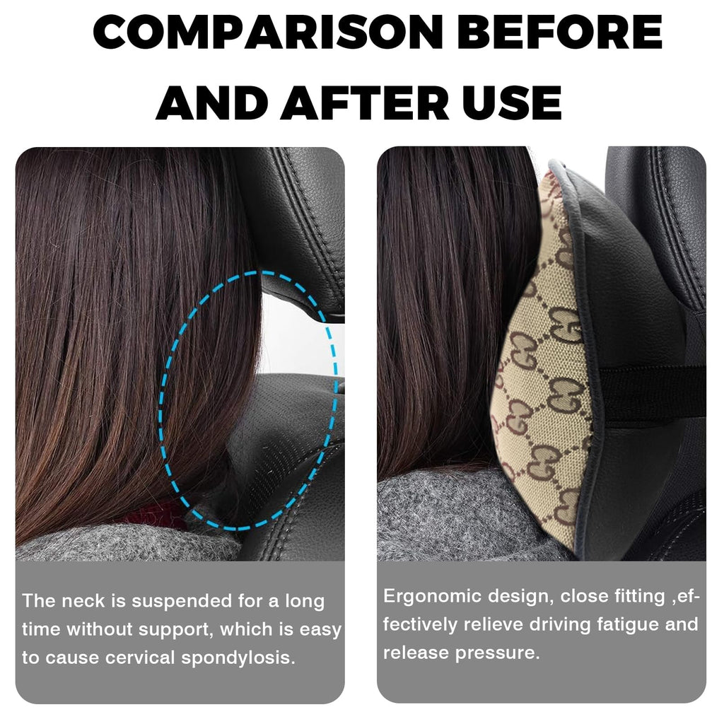 KANYO-AUTO Steering Wheel Cover with 2 Car Headrest Pillow and 2 Seat Belt Cushions Shoulder Pads Universal fit 14 1/2"-15" Steering Wheel