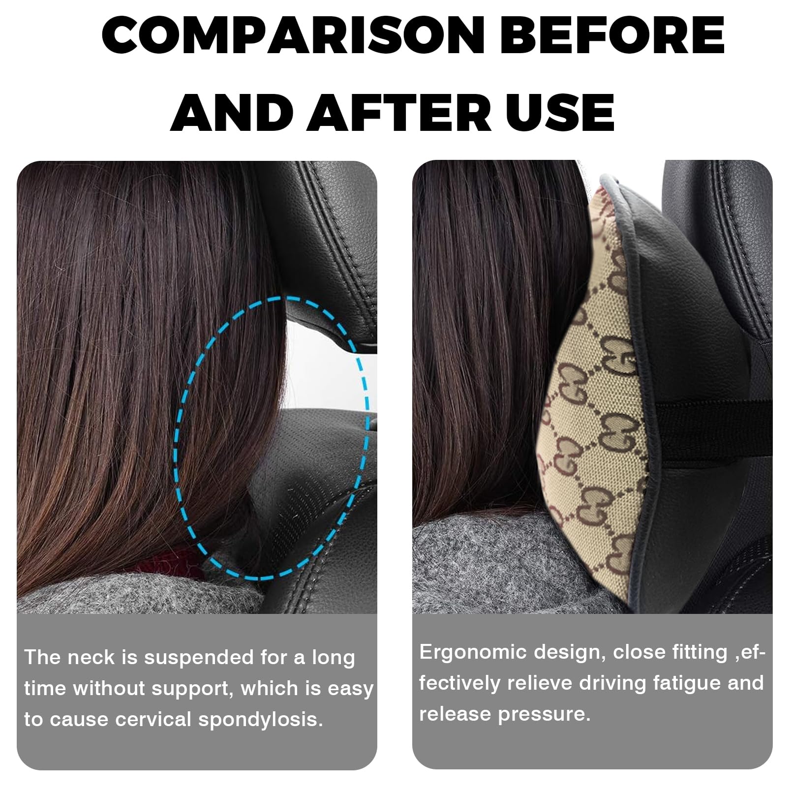 KANYO-AUTO Steering Wheel Cover with 2 Car Headrest Pillow and 2 Seat Belt Cushions Shoulder Pads Universal fit 14 1/2"-15" Steering Wheel