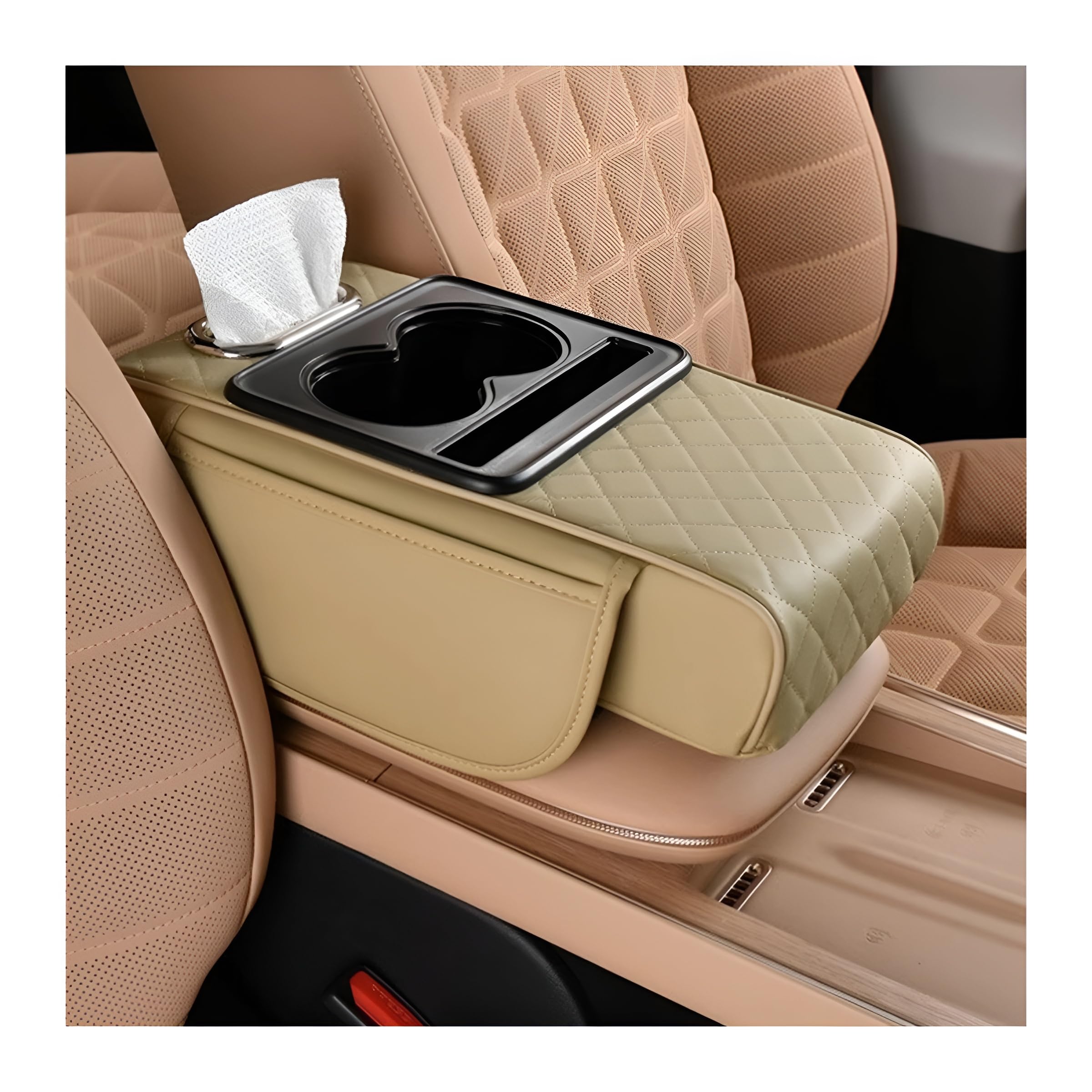 Zpana 4-in-1 Memory Foam Car Armrest Pillow & Organizer