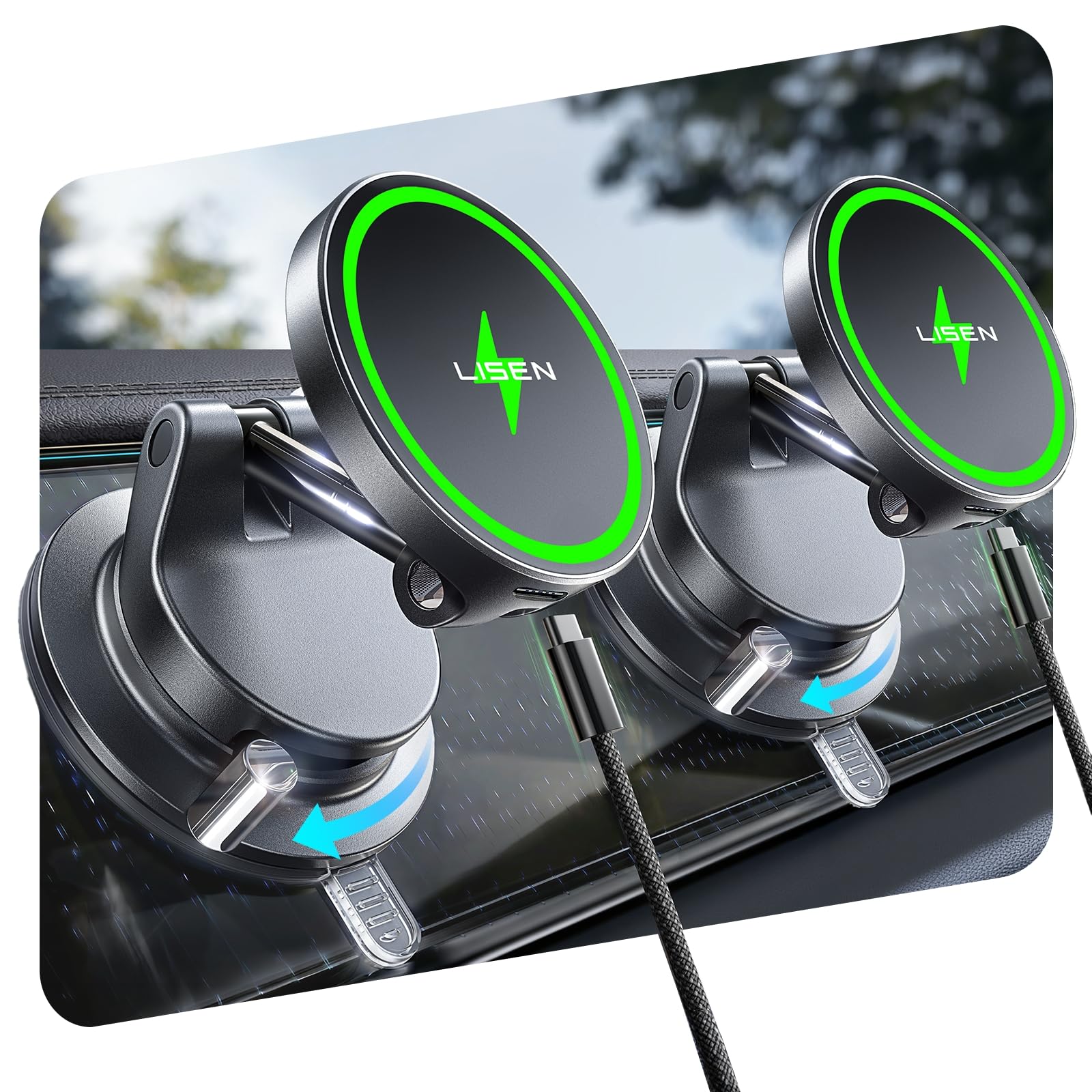 LISEN 15W MagSafe Wireless Car Mount Charger