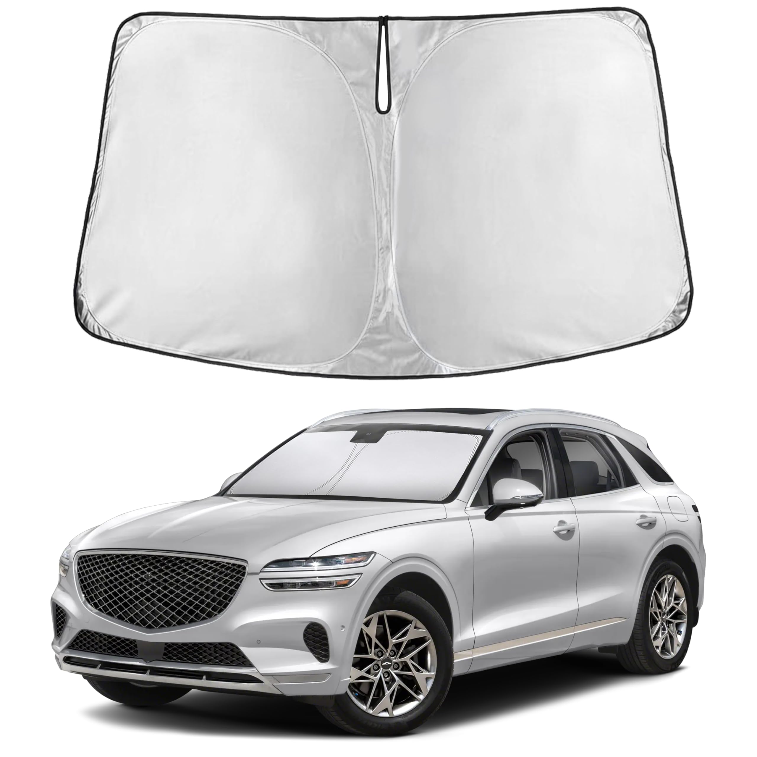 EcoNour RV Windshield Sunshade | Reflective RV Windshield Cover for UV Rays & Heat Protection, Keeps Your RV Motorhome Cool | Shades for RV Fits RVs, Trucks, Motorhomes, Buses | XXXXX-Large 102"x51"