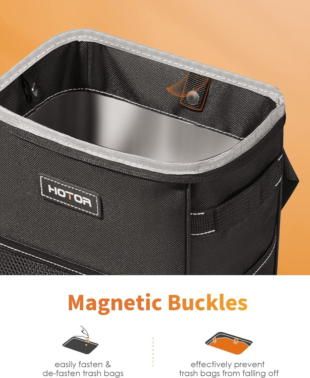 HOTOR Compact Waterproof Leak-Proof Car Trash Can