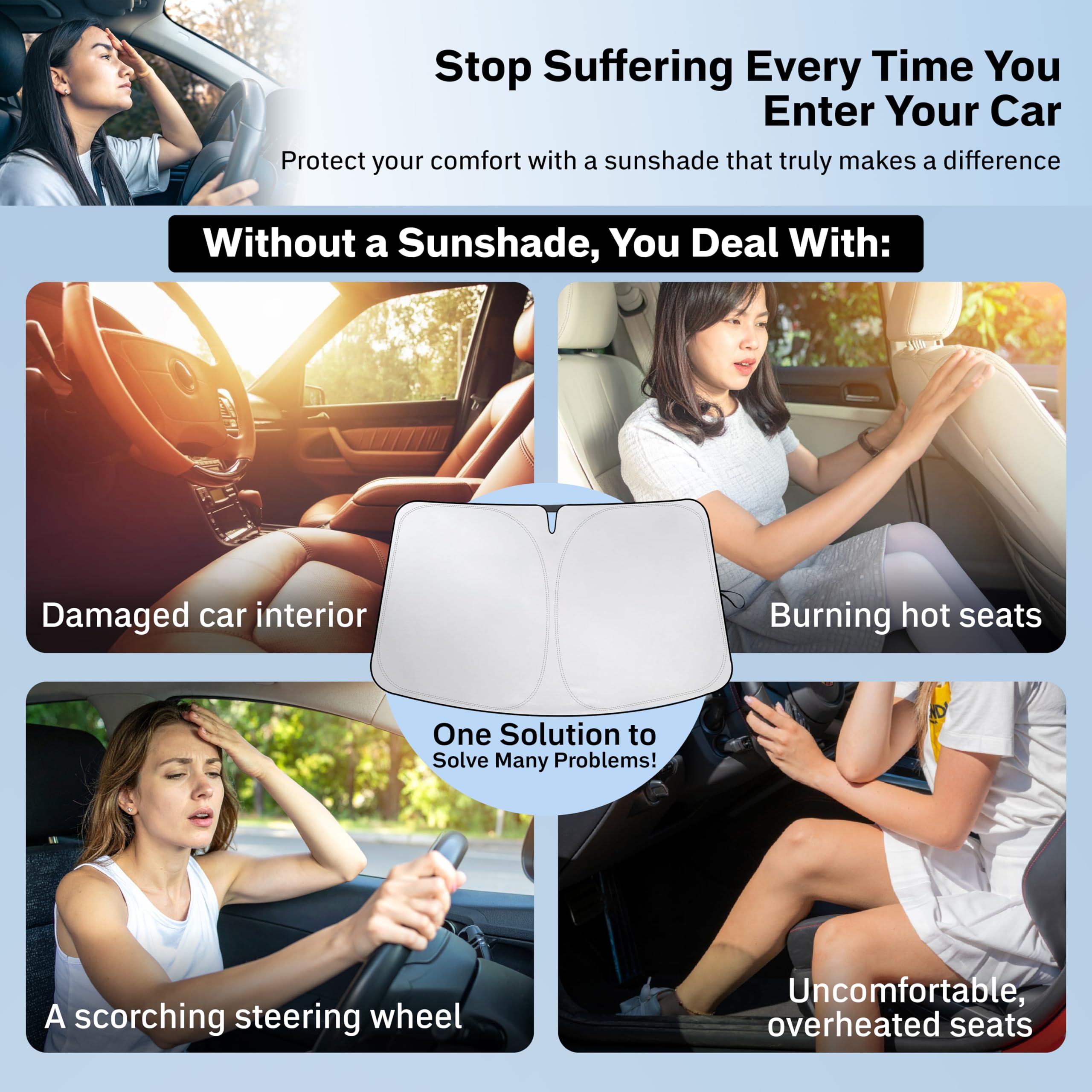 EcoNour RV Windshield Sunshade | Reflective RV Windshield Cover for UV Rays & Heat Protection, Keeps Your RV Motorhome Cool | Shades for RV Fits RVs, Trucks, Motorhomes, Buses | XXXXX-Large 102"x51"
