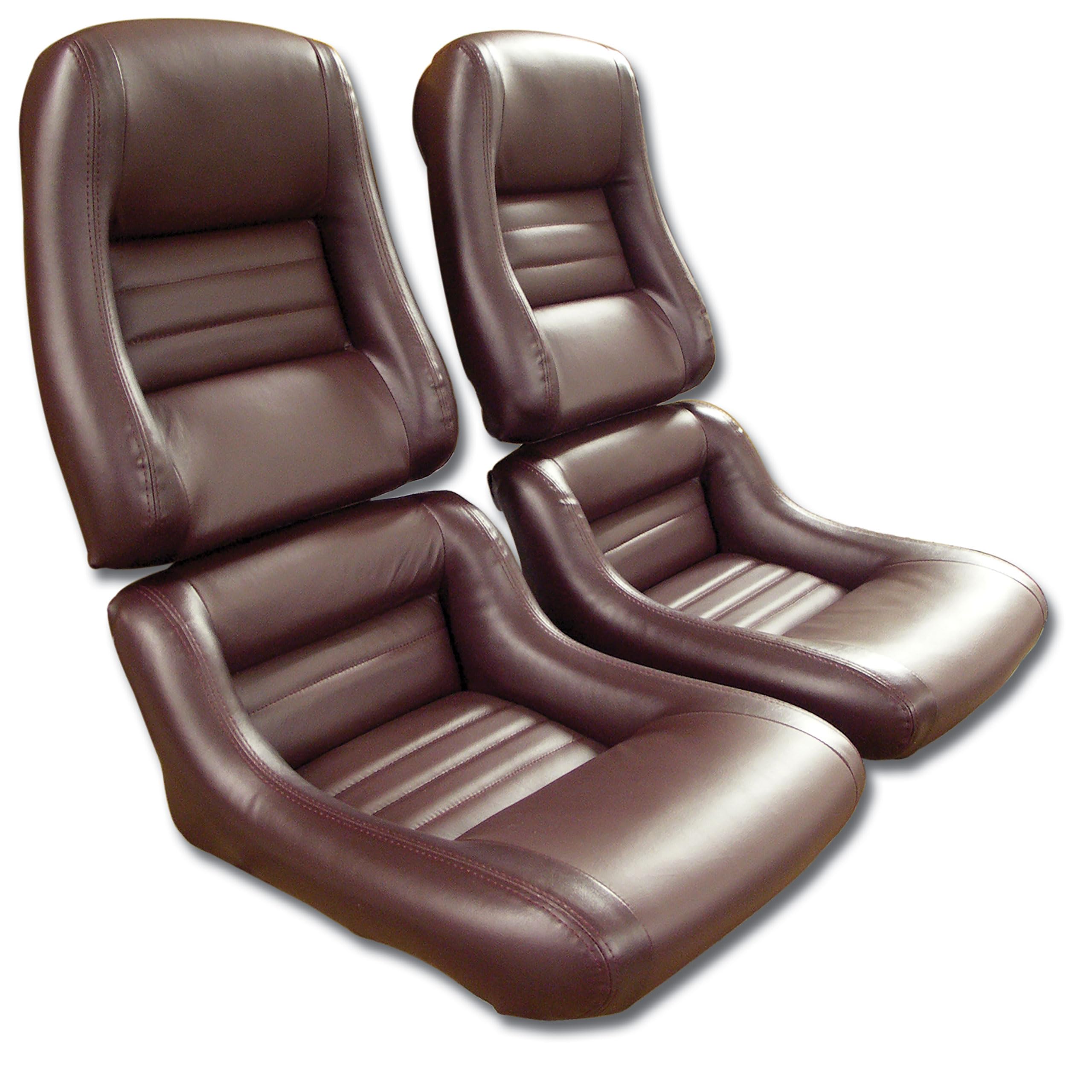 Mounted Leather Seat Covers - OE Spec - Claret - 2" Bolster - for 1980 C3 Corvette