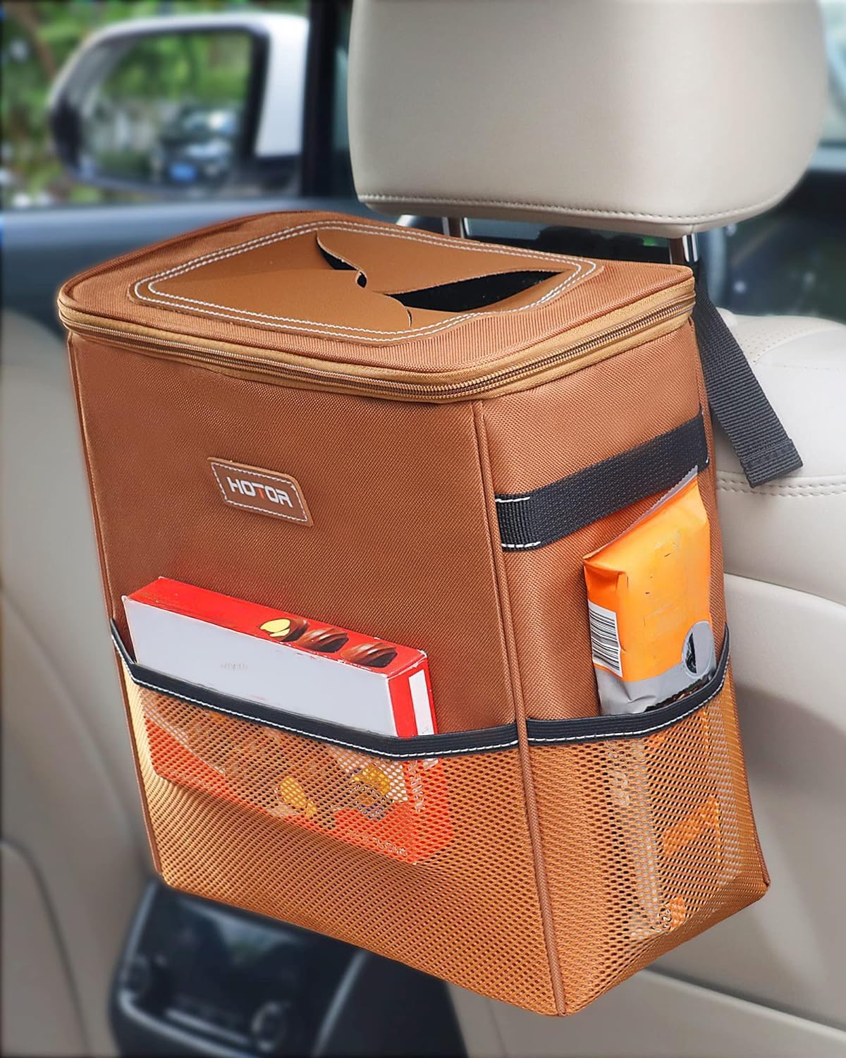 HOTOR Compact Waterproof Leak-Proof Car Trash Can