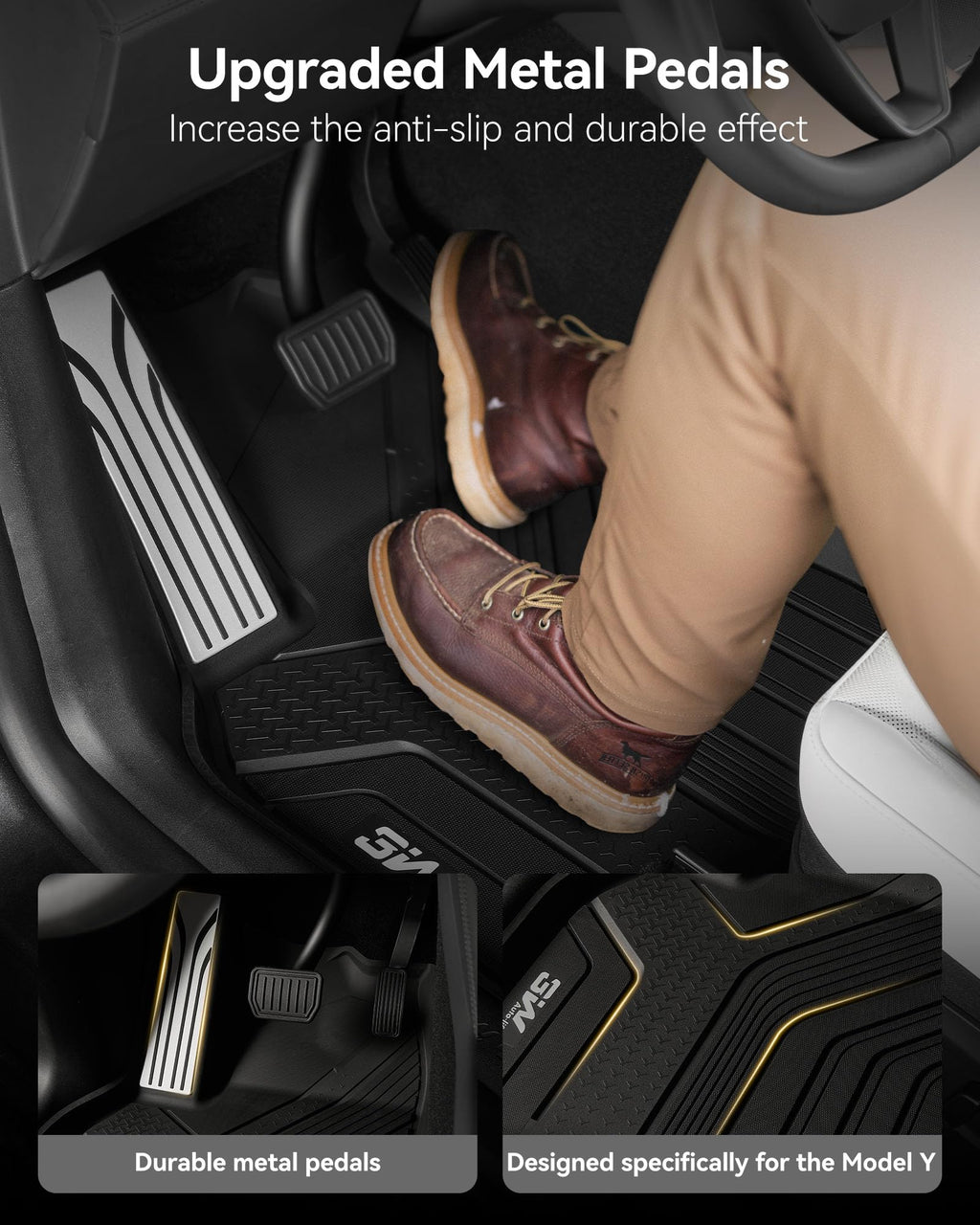 3W Tesla 2025-2026 New Model Y Juniper Floor Mats and Cargo Liners 10PCS (Not for Standard) & Center Console Tray for Tesla Model Y Juniper 2025-2026 Organizer Set