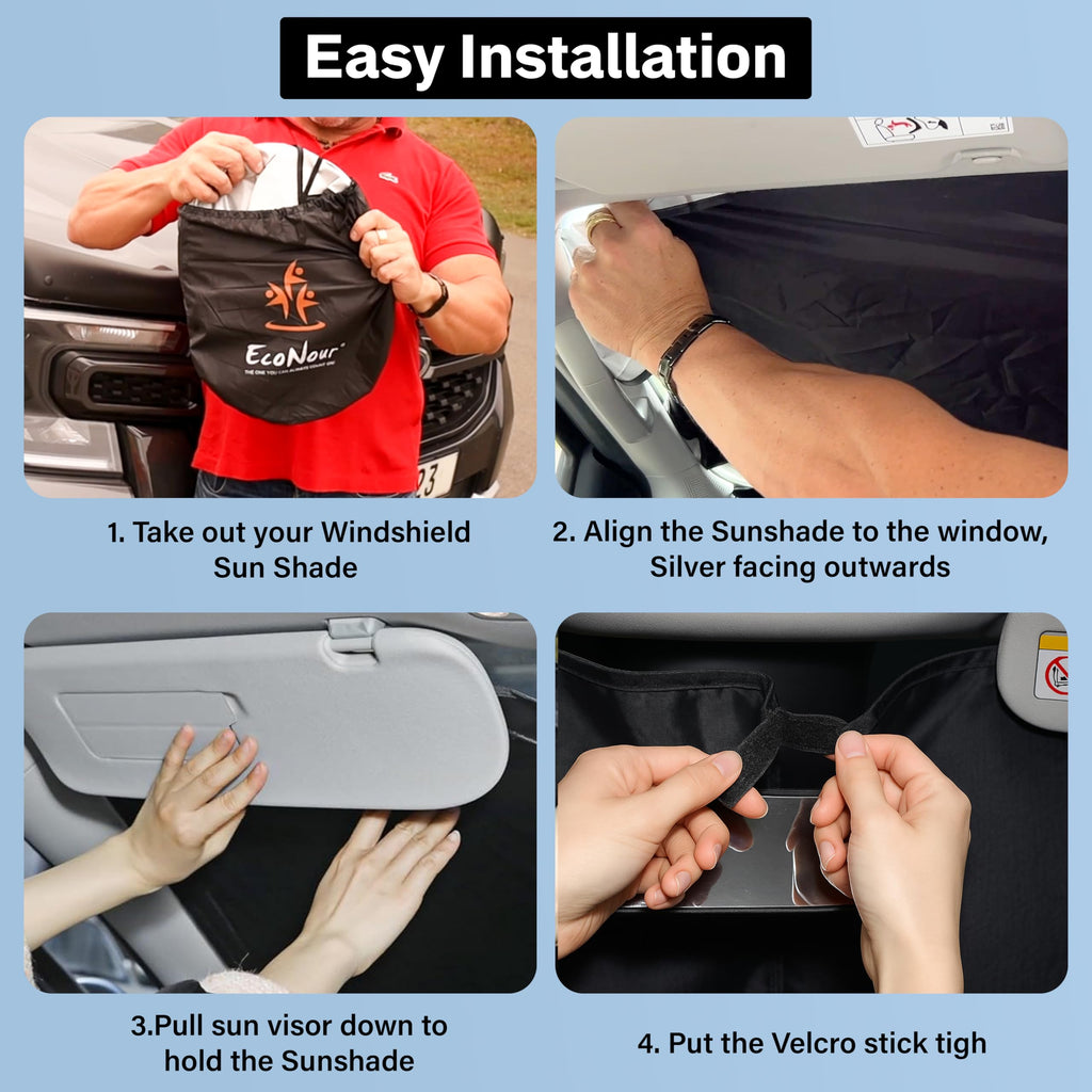 EcoNour RV Windshield Sunshade | Reflective RV Windshield Cover for UV Rays & Heat Protection, Keeps Your RV Motorhome Cool | Shades for RV Fits RVs, Trucks, Motorhomes, Buses | XXXXX-Large 102"x51"