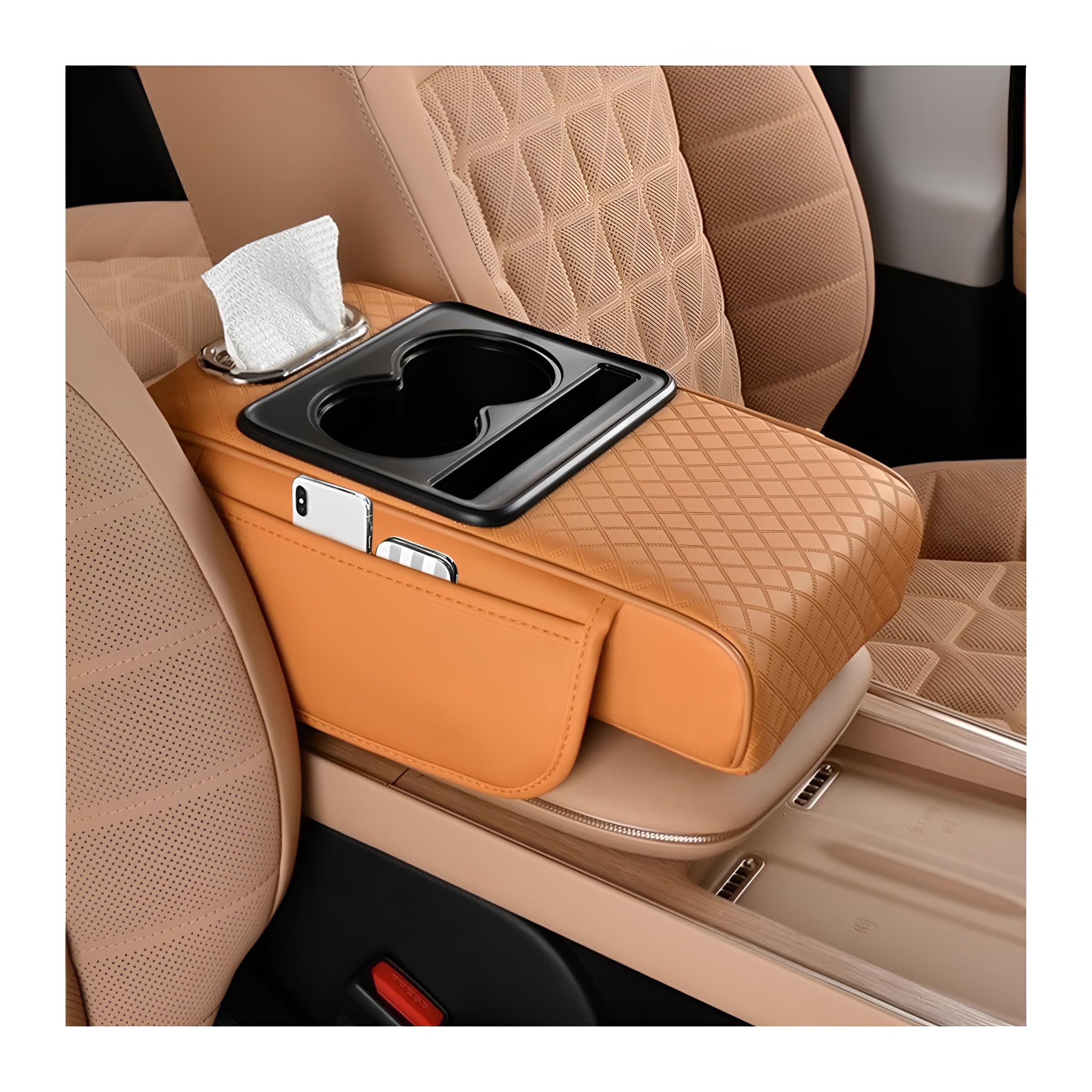 Zpana 4-in-1 Memory Foam Car Armrest Pillow & Organizer
