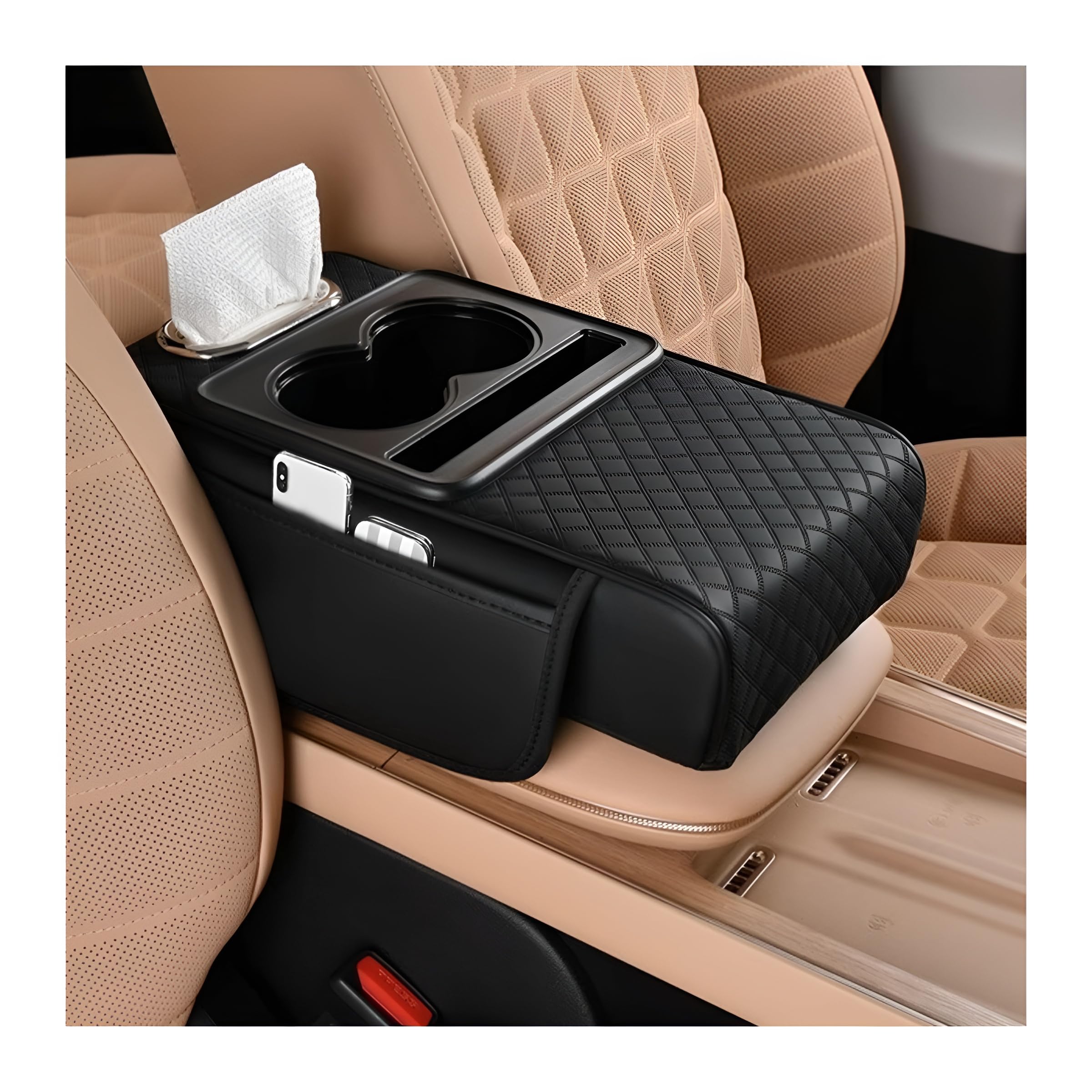 Zpana 4-in-1 Memory Foam Car Armrest Pillow & Organizer