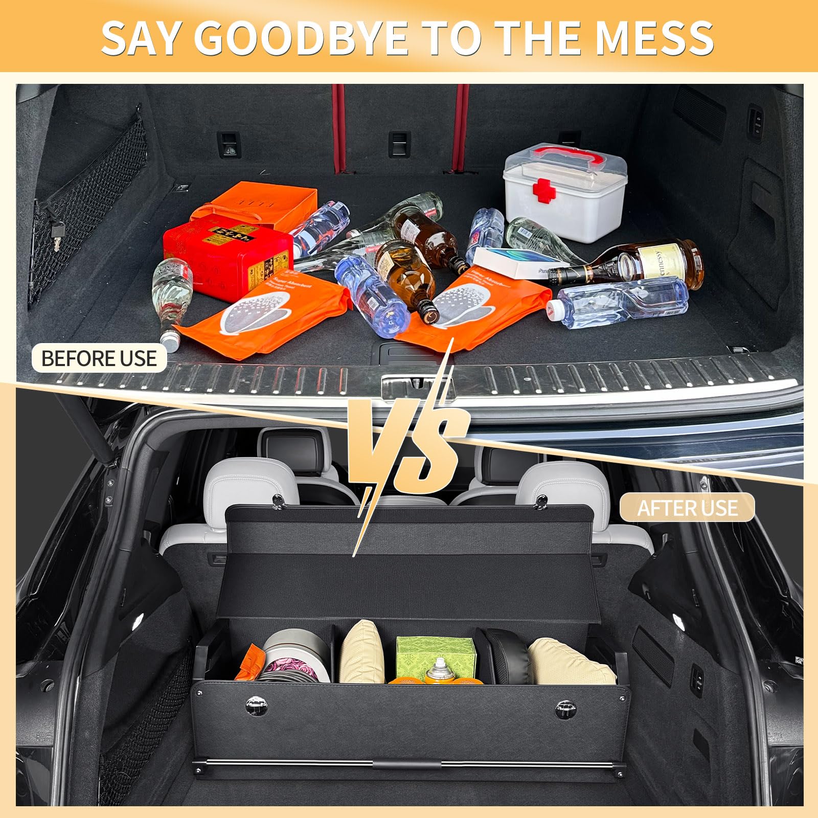XCF Collapsible Leather Car Trunk Organizer with Lid