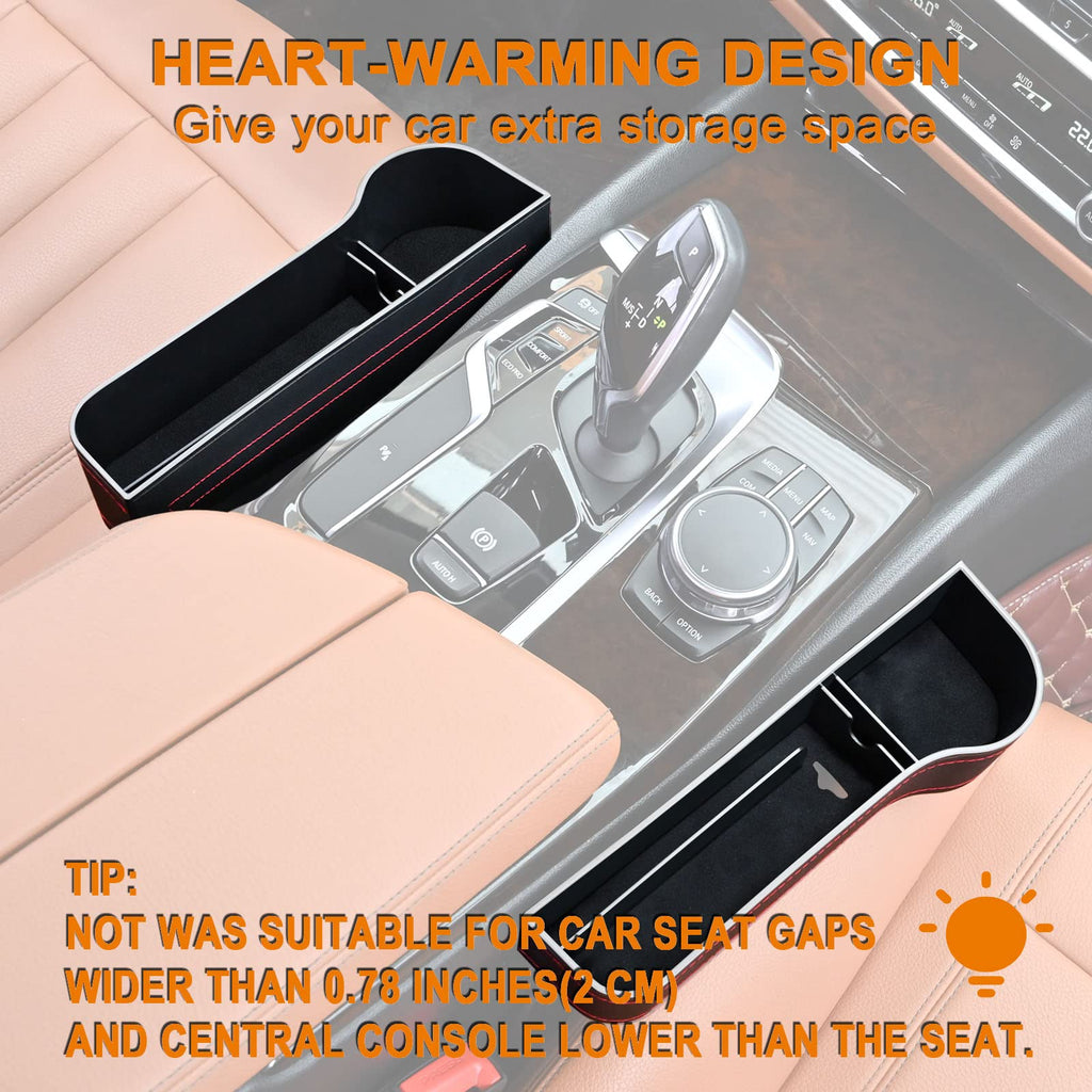 2-Pack Car Seat Gap Organizers with Cup Holders & Hooks