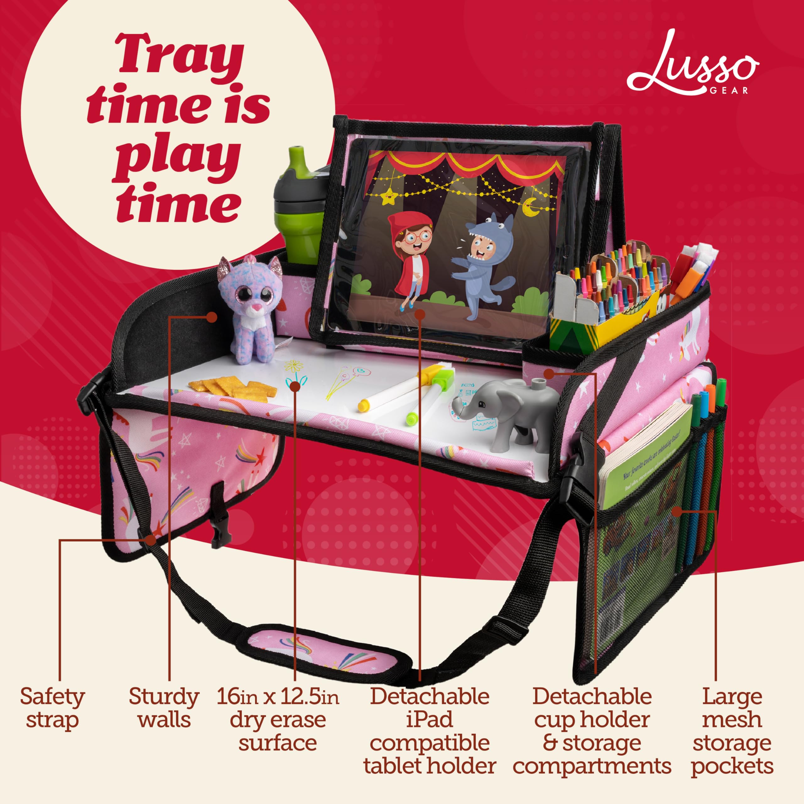 Lusso Gear Kids Travel Tray for Car Seats & Airplanes