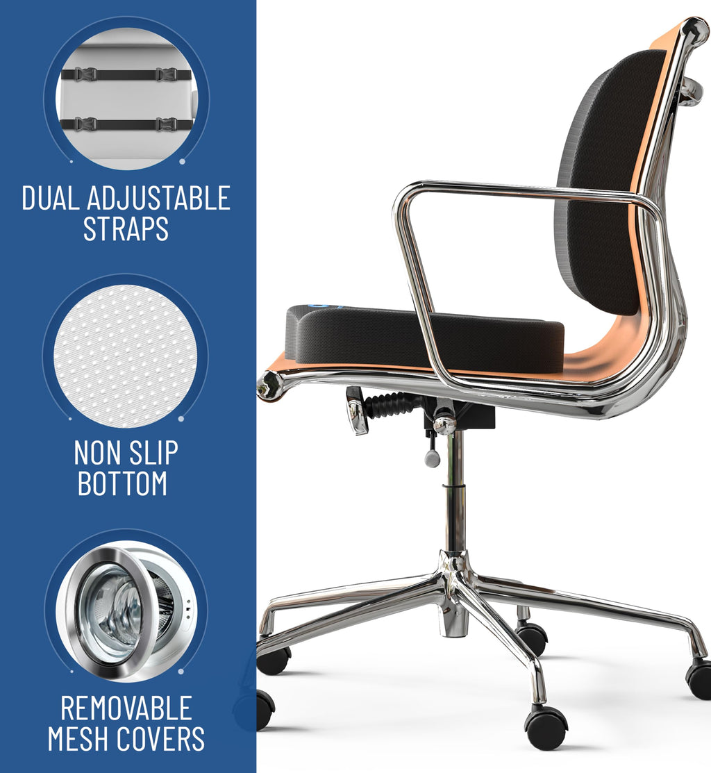 Everlasting Comfort Elevate Series Doctor Recommended Memory Foam Seat Cushion for Office Chairs & Car - Ergonomic Office Desk Accessories - Cushions for Tailbone Pain Relief, Sciatica