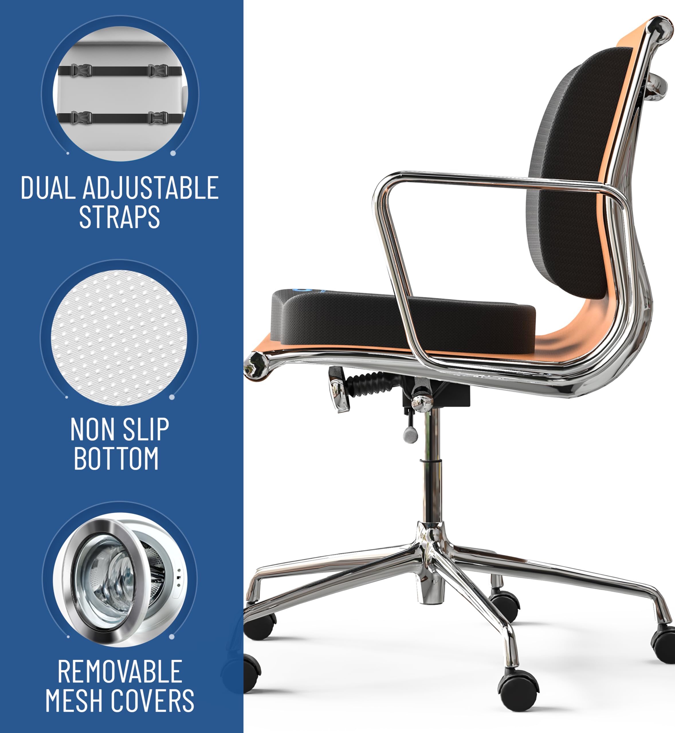 Everlasting Comfort Elevate Series Doctor Recommended Memory Foam Seat Cushion for Office Chairs & Car - Ergonomic Office Desk Accessories - Cushions for Tailbone Pain Relief, Sciatica