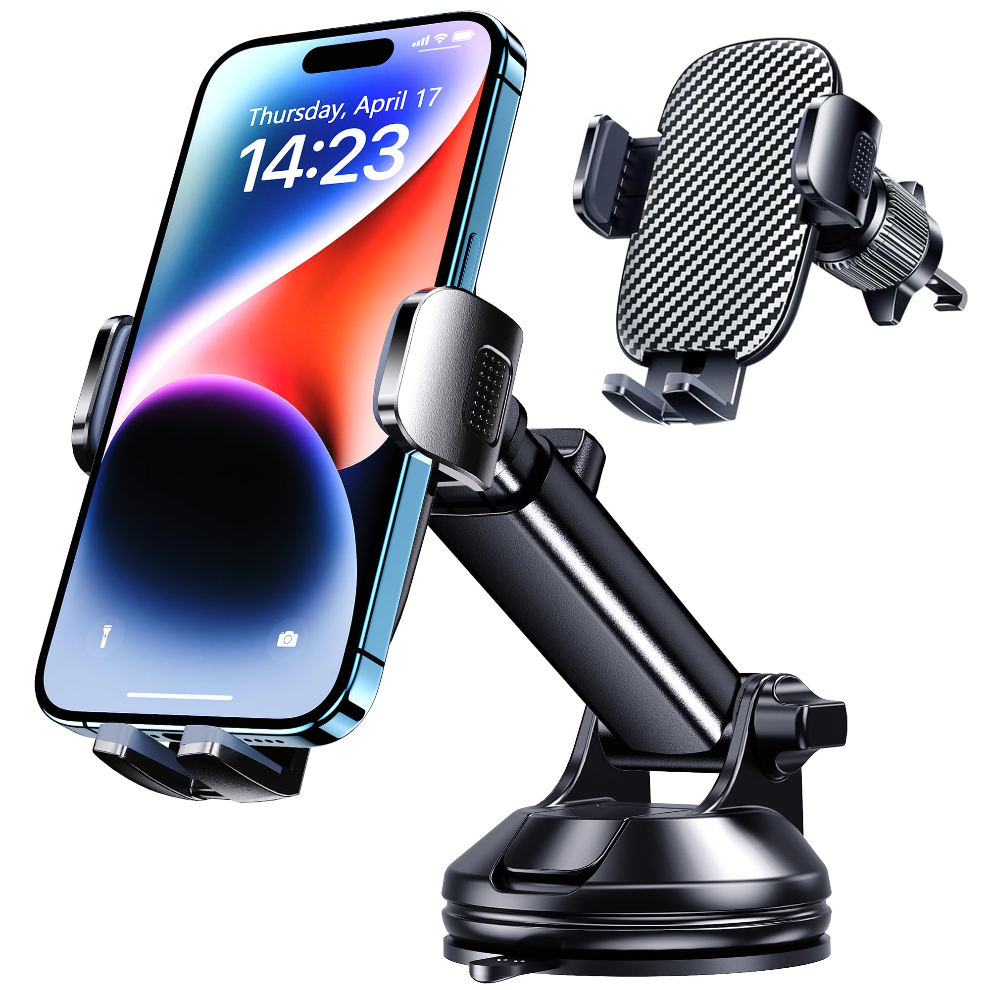 Qifutan 3-in-1 Car Phone Mount for Windshield, Dash & Vent