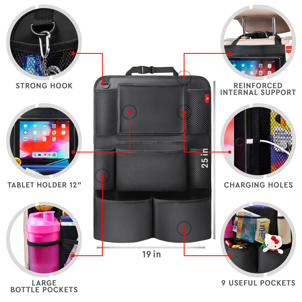 Helteko 2-Pack Backseat Organizers with Tablet Holders