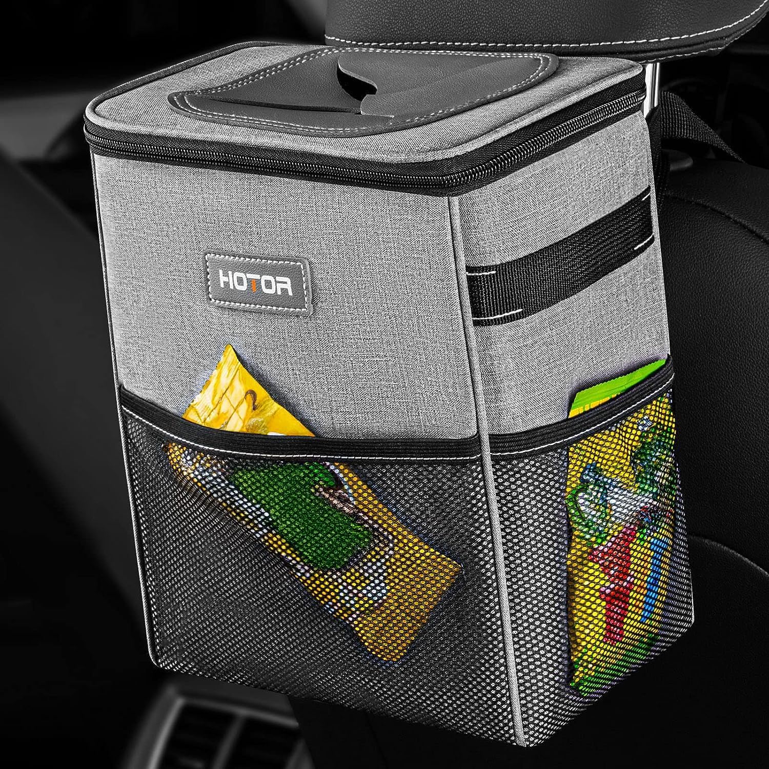 HOTOR Compact Waterproof Leak-Proof Car Trash Can