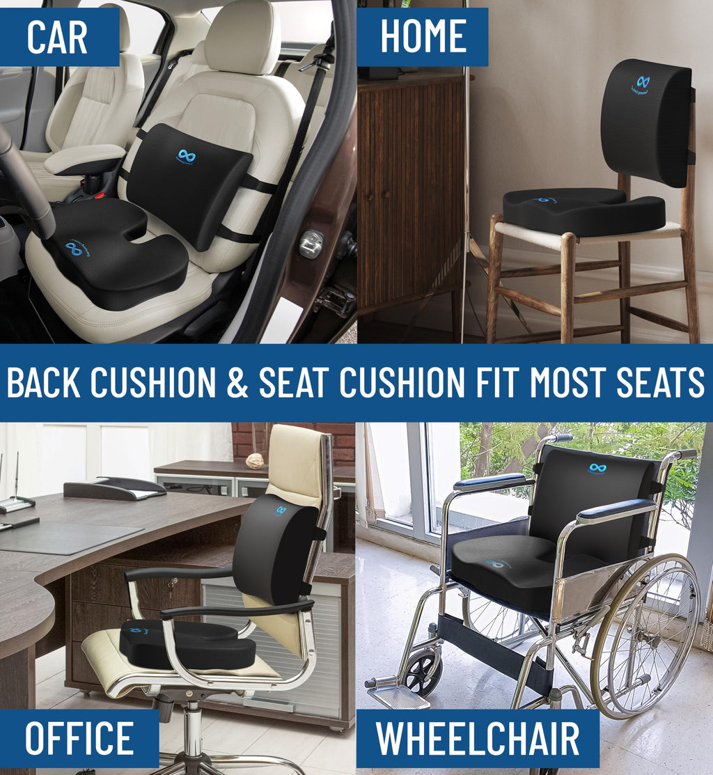 Everlasting Comfort Elevate Series Doctor Recommended Memory Foam Seat Cushion for Office Chairs & Car - Ergonomic Office Desk Accessories - Cushions for Tailbone Pain Relief, Sciatica