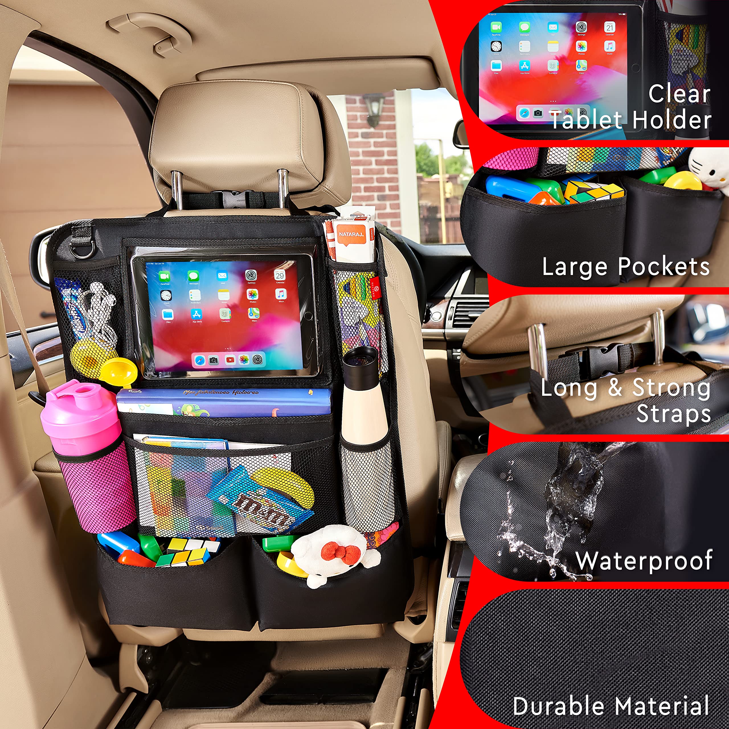 Helteko 2-Pack Backseat Organizers with Tablet Holders